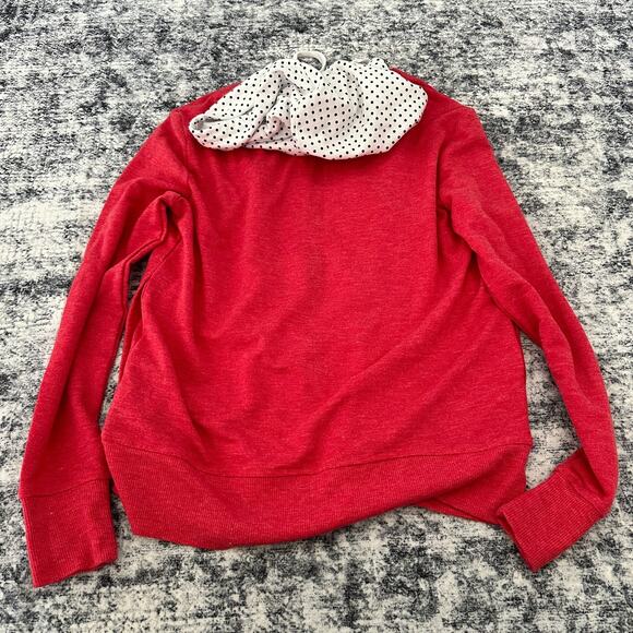 Disney Minnie Mouse Hoodie Red Polka Dot Bow Zip Sweater Womens Size M layered - Picture 7 of 7